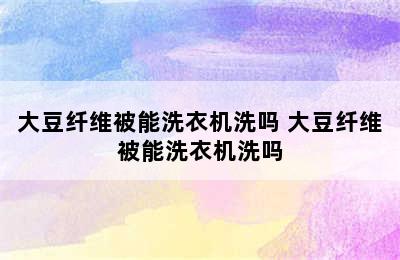 大豆纤维被能洗衣机洗吗 大豆纤维被能洗衣机洗吗